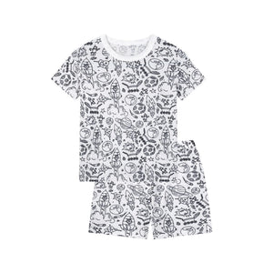 DIY Kids Sketch Colourful Short Sleeve Pajama Set
